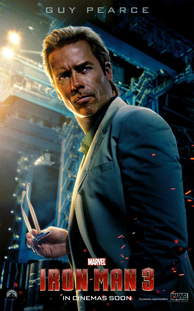 Guy Pearce as Aldrich Killian in 'Iron Man 3' poster.
