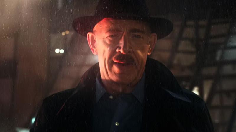 J Jonah Jameson standing in the rain in Spider-Man: No Way Home.
