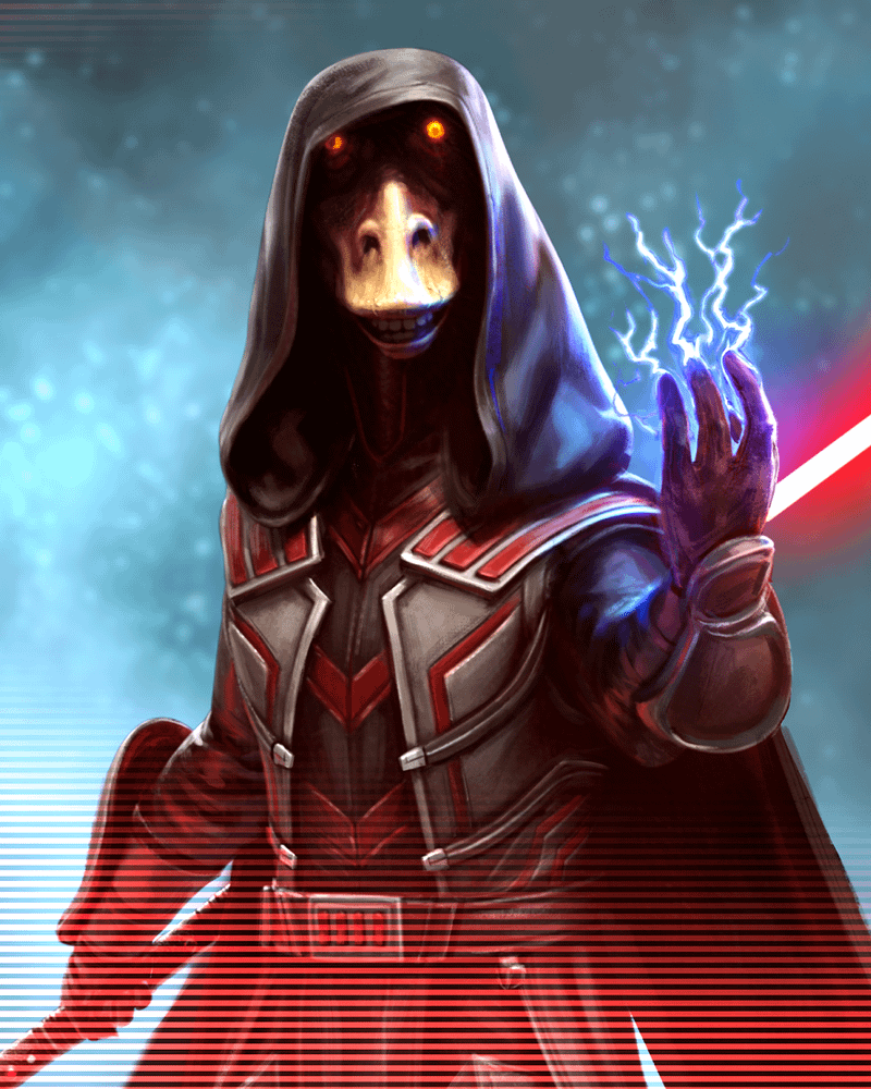 Darth Jar Jar using his Force powers.