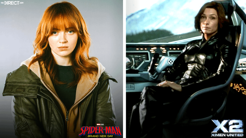 Sadie Sink as Jean Grey, Famke Janssen as Jean Grey in X2