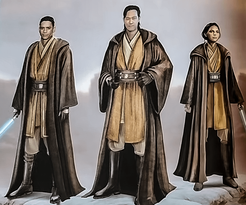 Yord Fander, Master Sol, & Jecki as a human in The Acolyte art book.