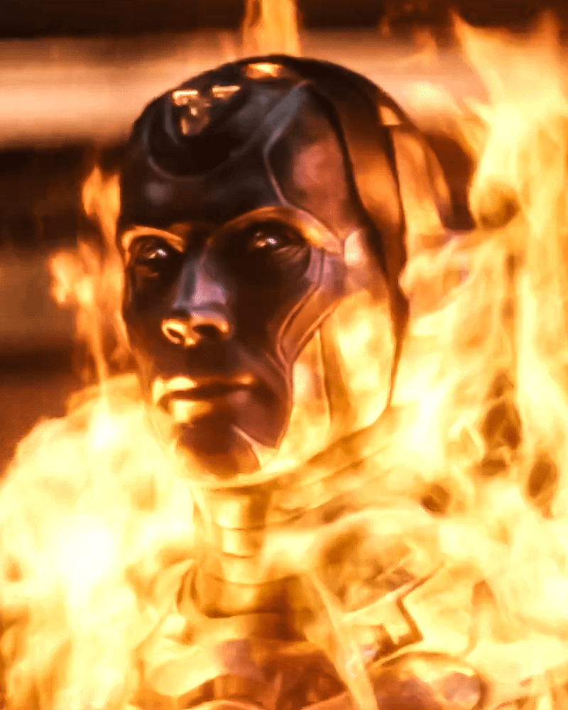 Human Torch, Jim Hammond on flames.