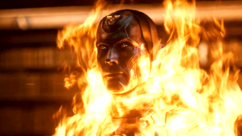 The original Human Torch in flames.