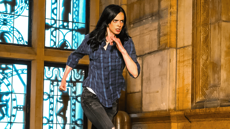 Jessica Jones showcasing her super speed and agility.