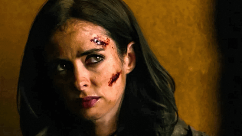 Jessica Jones with bruises across her face.