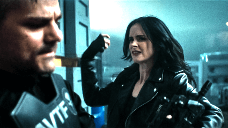 Jessica Jones fighting AVTF agents.