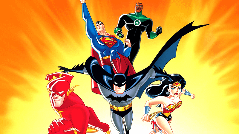 Flash, Superman, Green Lantern, Batman, and Wonder Woman in Justice League