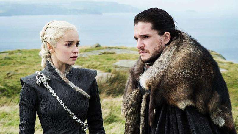 Daenerys Targaryen and Jon Snow in HBO's Game of Thrones.