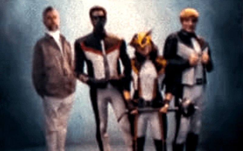 The full Justice Gang with Maxwell Lord.