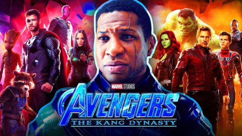 Jonathan Majors as Kang with the Avengers: The Kang Dynasty logo