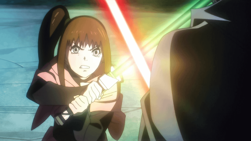 Kara wielding a lightsaber in The Ninth Jedi.