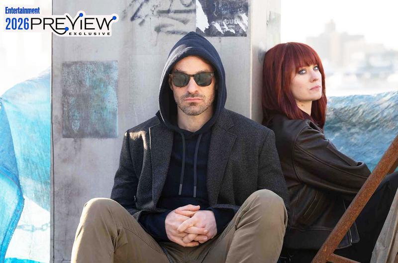 Charlie Cox and Deborah Ann Woll in Daredevil Born Again Season 2, On the Run Costumes