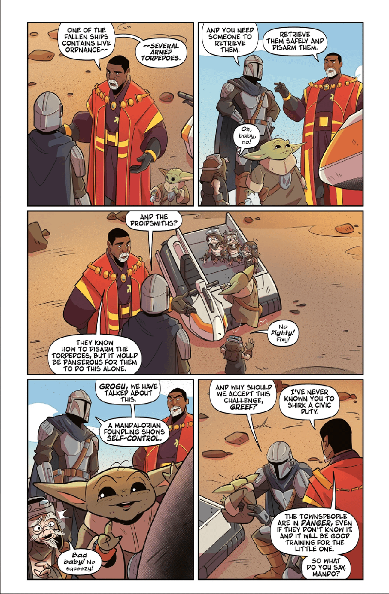 Mandalorian & Grogu, Danger in the Dark prequel comic, Greef Karga appears in preview.