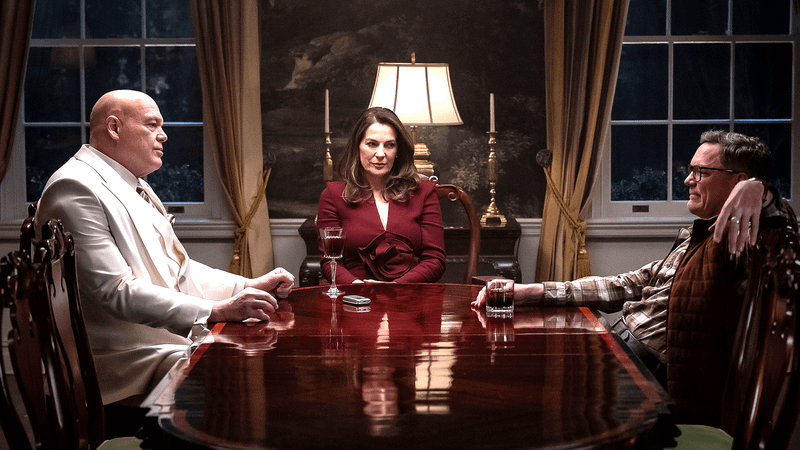 Kingpin, Vanessa, and Mr. Charles in Daredevil: Born Again.