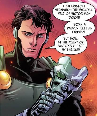 Kristoff Vernard taking off the Doctor Doom mask in Marvel Comics.