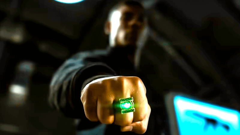 John Stewart with the Green Lantern ring.