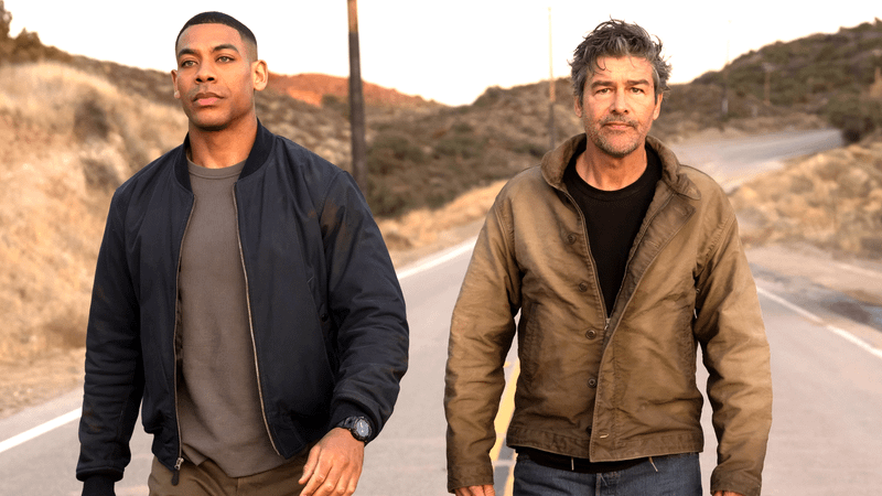 Kyle Chandler and Aaron Pierre as Hal Jordan and John Stewart.