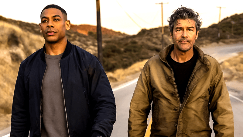 Aaron Pierre as John Stewart and Kyle Chandler as Hal Jordan in Lanterns.