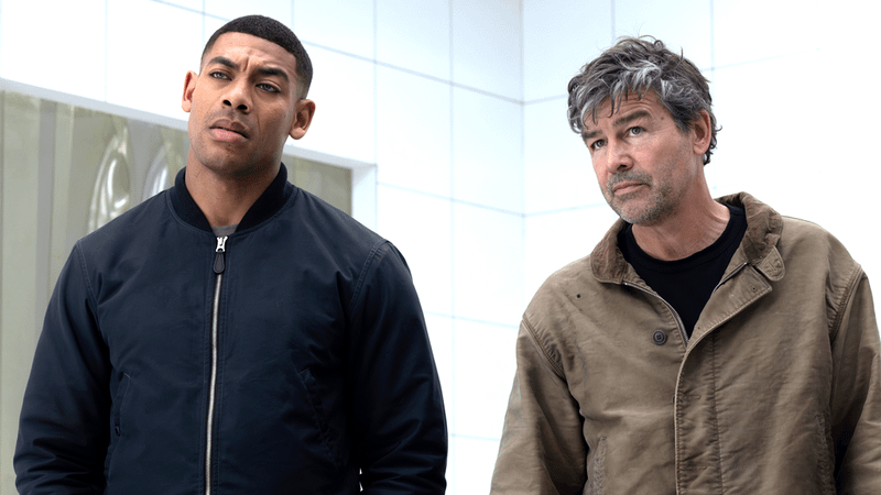 Aaron Pierre as John Stewart and Kyle Chandler as Hal Jordan in 'Lanterns.'