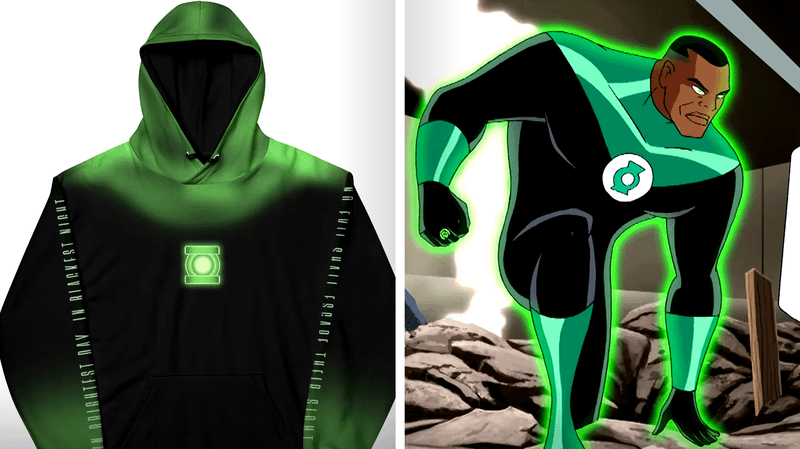 Lanterns hoodie & Green Lantern from Justice League animated series.