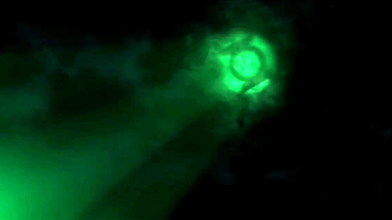 The Green Lantern symbol in the sky.