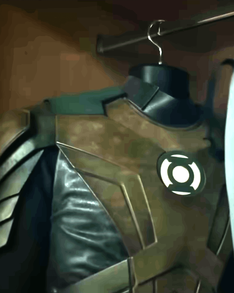 Hal Jordan's Green Lantern costume on a hanger in 'Lanterns.'