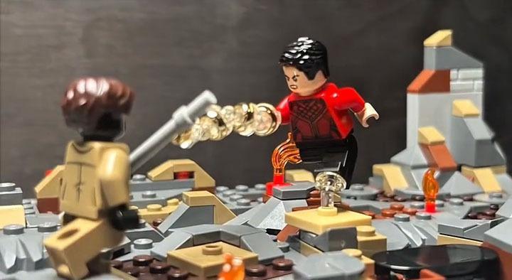 LEGO minifigs Shang-Chi fighting Gambit recreated 'Avengers: Doomsday' trailer.