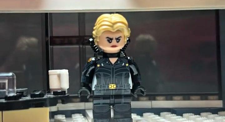 LEGO minifig of Yelena Belova in recreated 'Avengers: Doomsday' trailer.