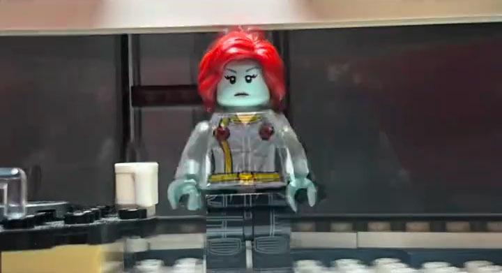 LEGO minifig of Mystique from recreated 'Avengers: Doomsday' trailer.