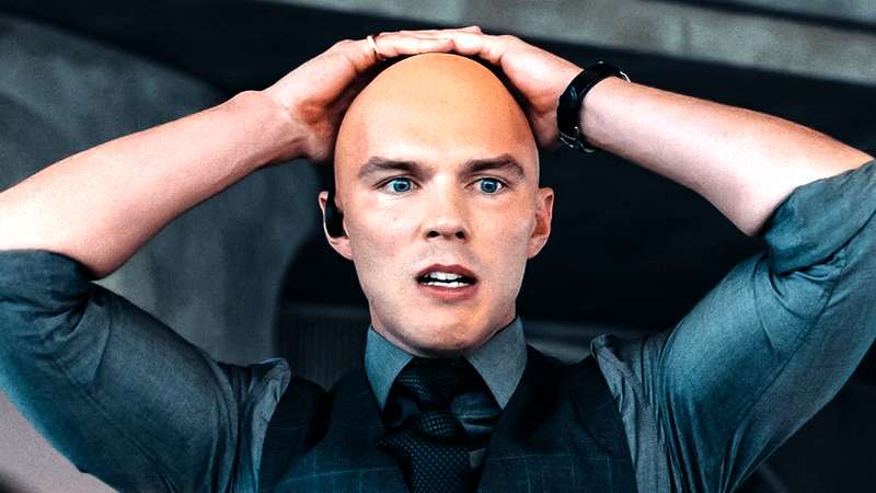 Lex Luthor with his hands on his head in Superman.