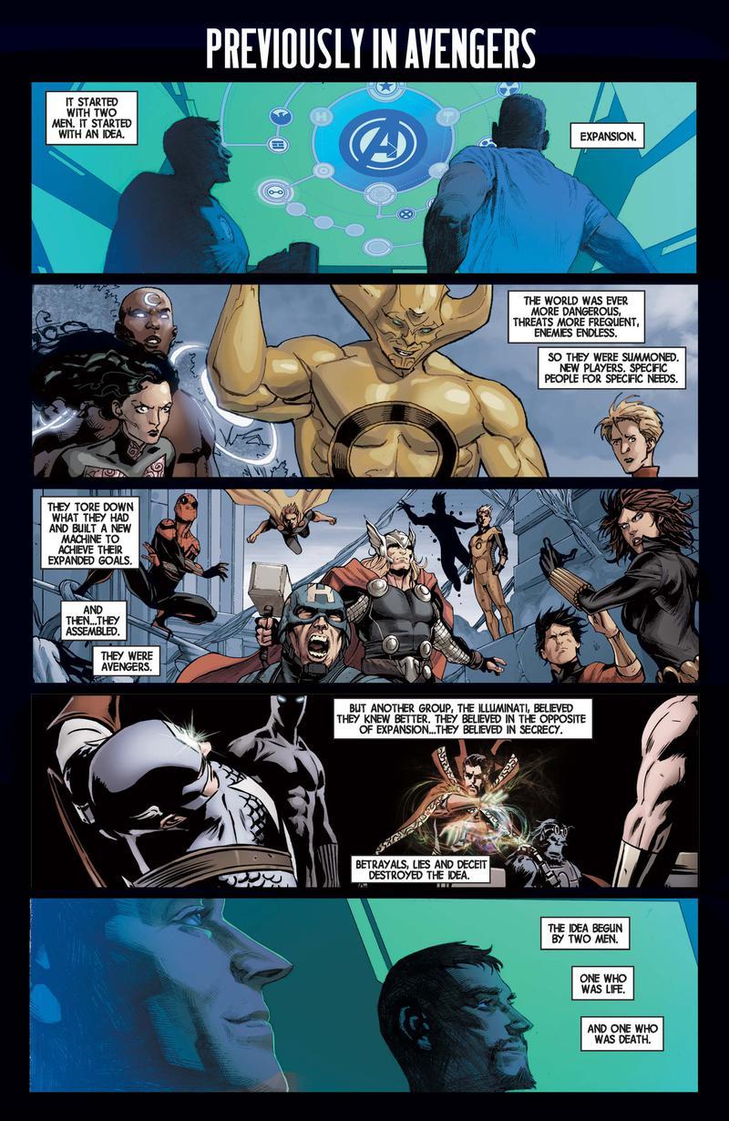 Prelude to Time Runs Out story recalling how Steve Rogers and Tony Stark expanded the Avengers.