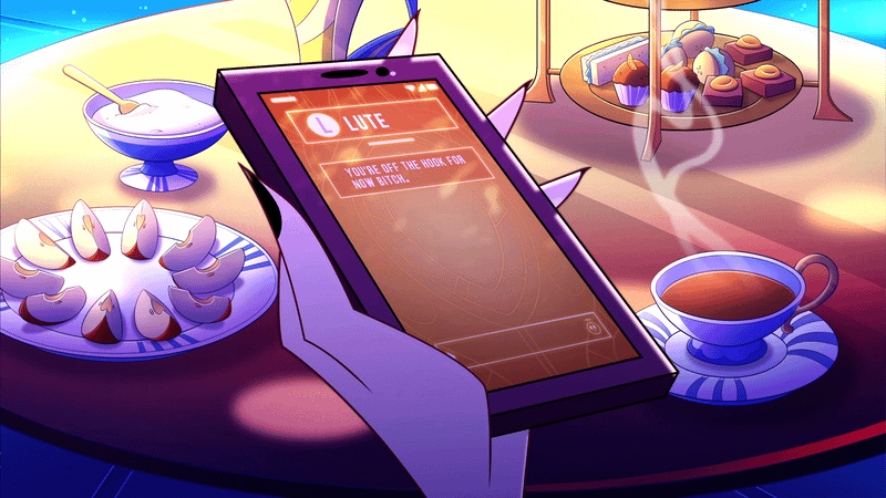 Lilith's phone with a message from Lute on it in Hazbin Hotel Season 2