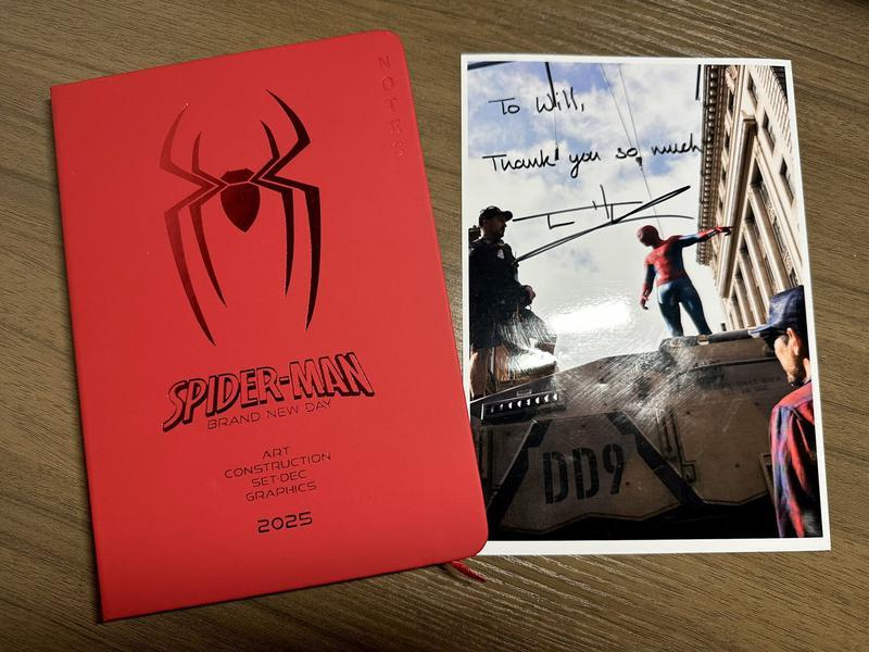 Spider-Man notebook with a picture from Spider-Man: Brand New Day production.