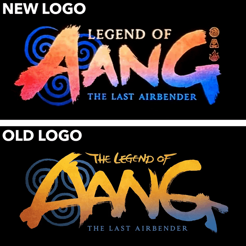 A comparison of the old and new Legend of Aang: The Last Airbender logos