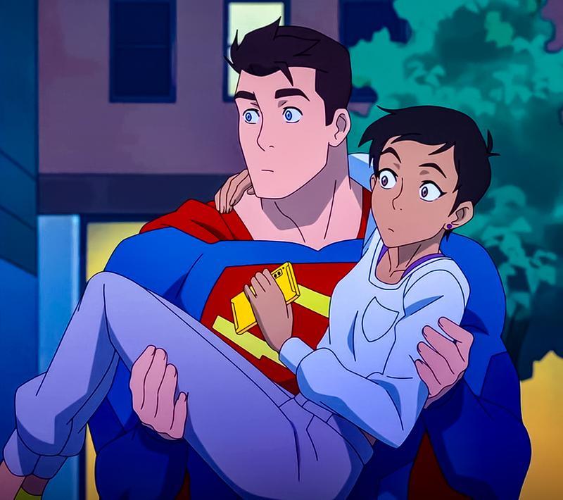 My Adventures With Superman, Lois Lane getting held by Superman