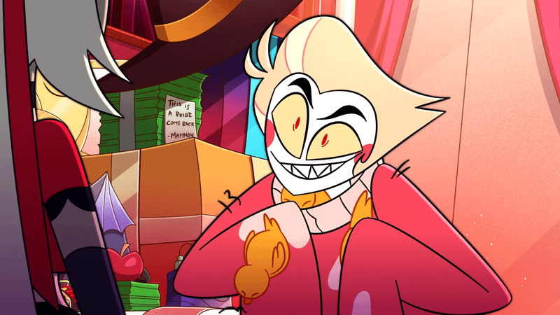 Lucifer smiling in Hazbin Hotel