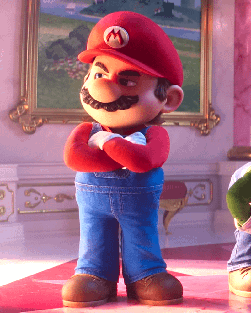 Mario with his arms crossed in The Super Mario Galaxy Movie