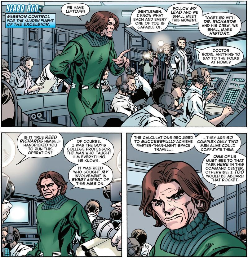 Panels showing the Mad Thinker from the tie-in comic Fantastic Four: First Foes.