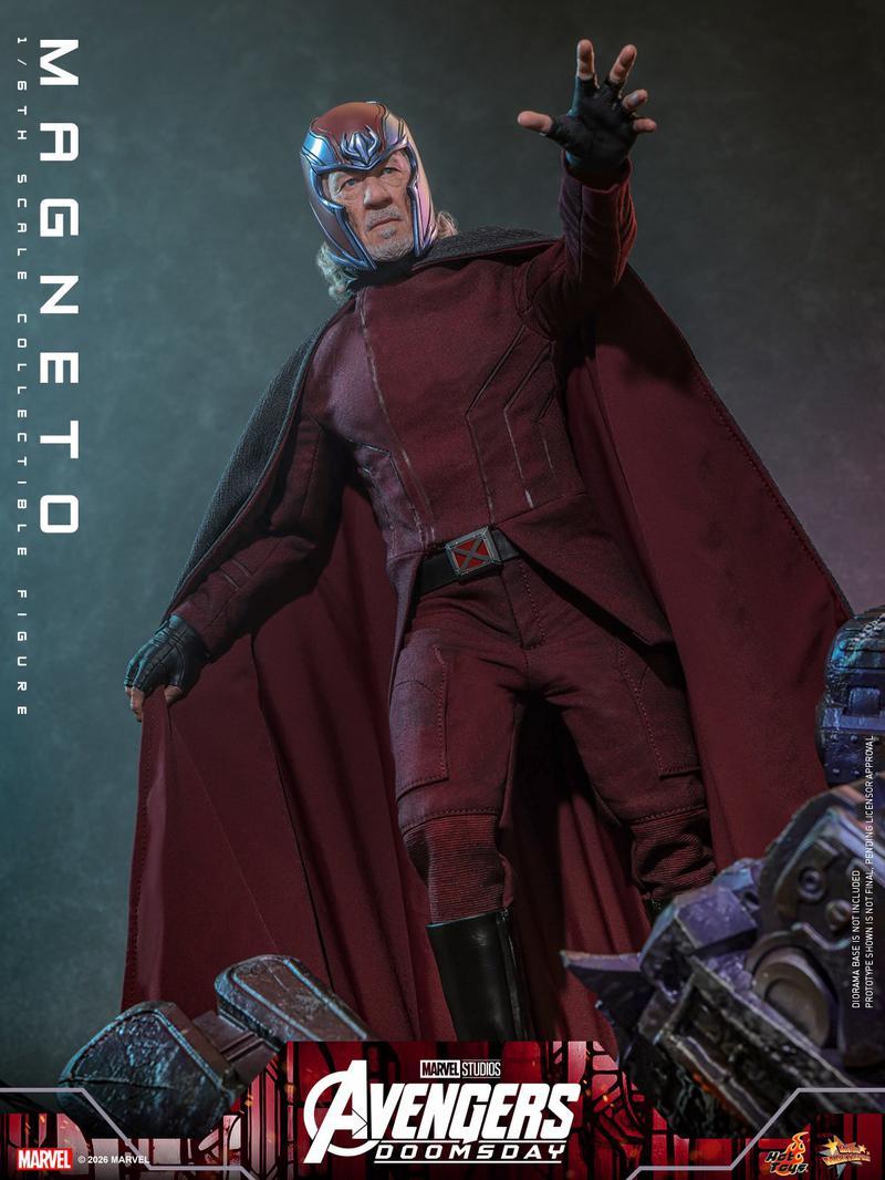 Magneto's Hot Toy holding his hand up for Avengers: Doomsday.