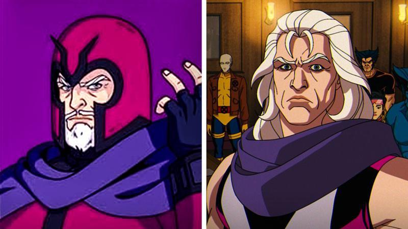 Magneto with a beard in 'X-Men '97' Season 2 and without a beard in 'X-Men '97' Season 1.