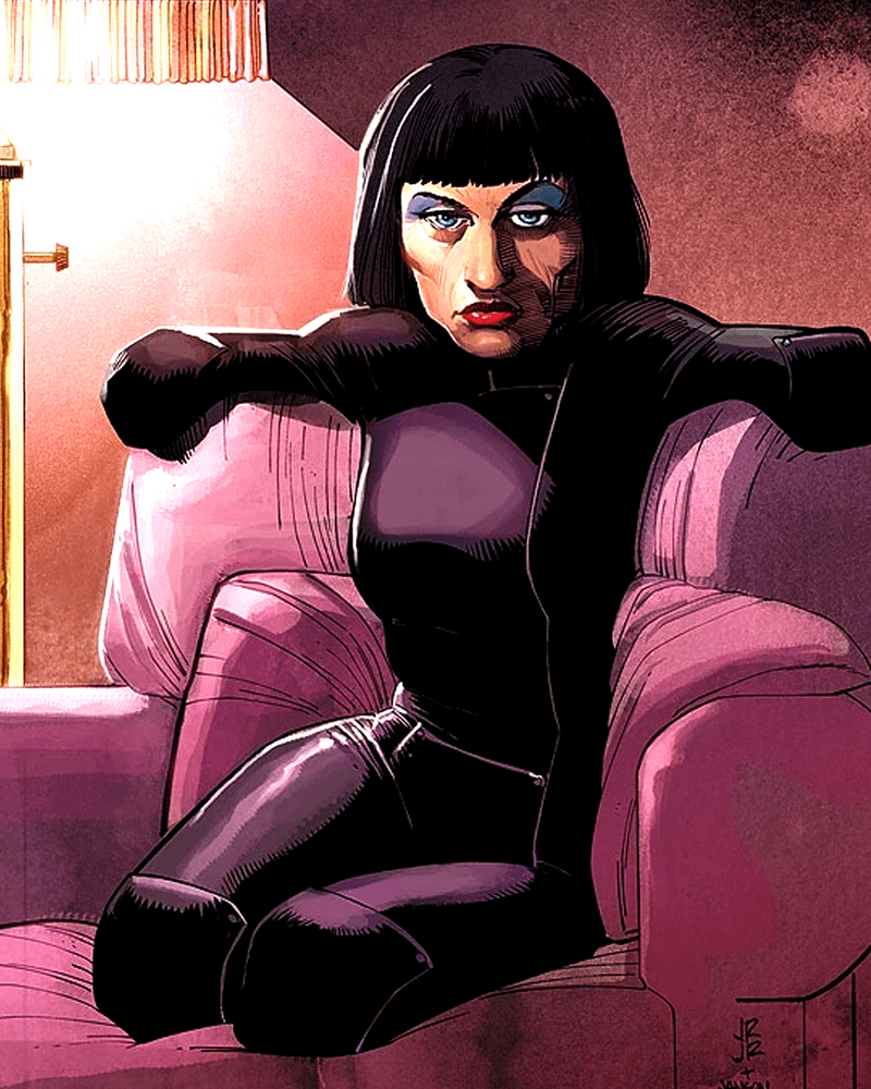 Ma Gnucci sitting on a chair with no arms or legs in Marvel Comics