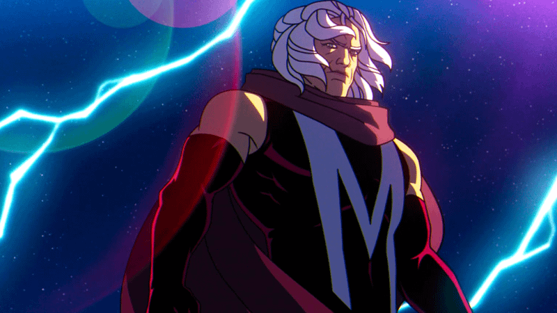 Magneto from Disney+'s X-Men '97 in the upper atmosphere using his electromagnitism.