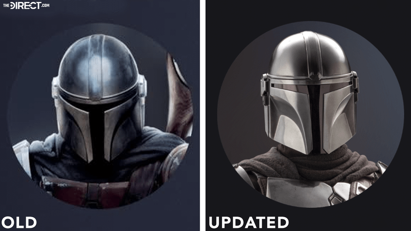 Old and new Din Djarin Mandalorian icons on Disney+.