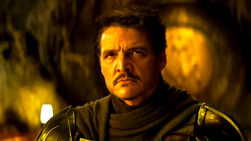 Pedro Pascal's Din Djarin without his mask in The Mandalorian & Grogu trailer.