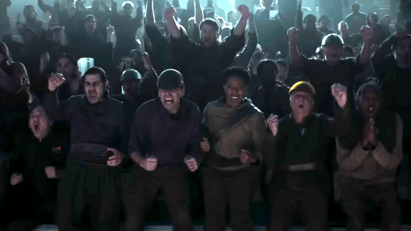 Crowd scene in The Mandalorian and Grogu