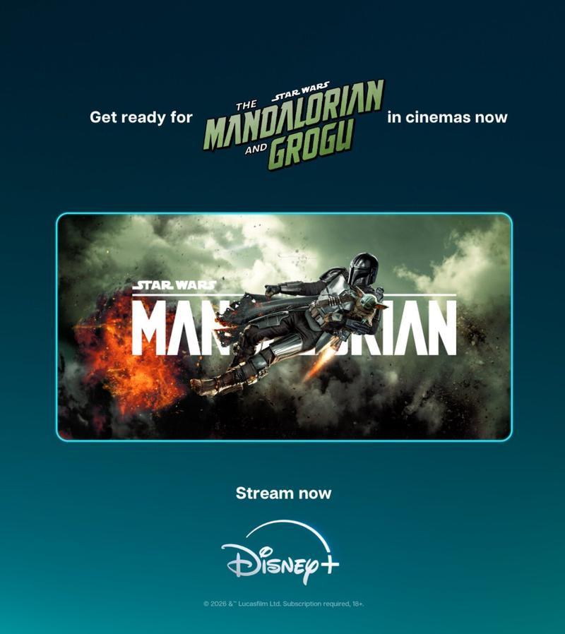 The Mandalorian and Grogu Disney+ ad.