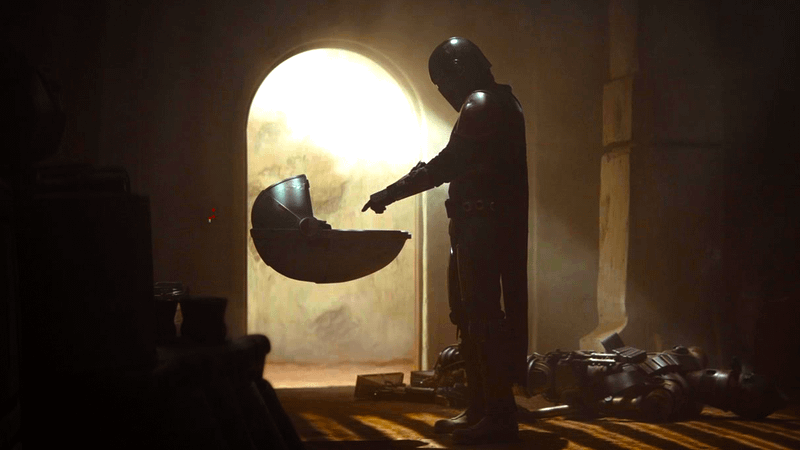 The Mandalorian meets Grogu in Season 1 on Disney+
