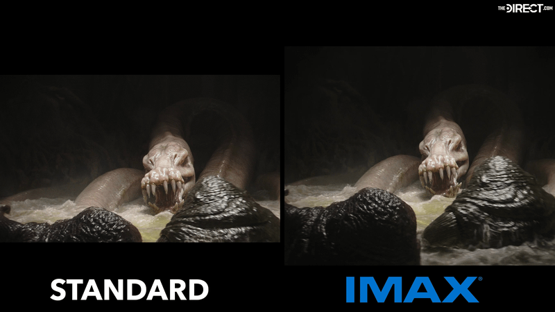 Giant white snake looking at the Hutts in 'The Mandalorian and Grogu' in standard and IMAX formats.