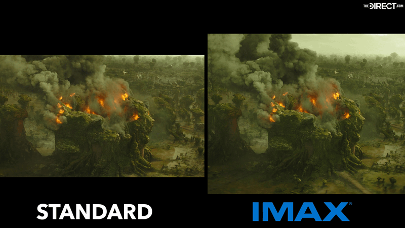 Burning Hutt palace in 'The Mandalorian and Grogu' in standard and IMAX formats.