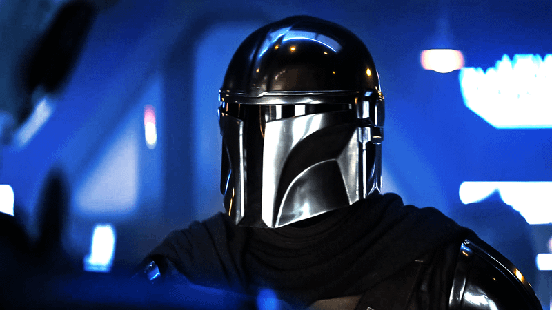 Din Djarin dressed in his Mandalorian armor.